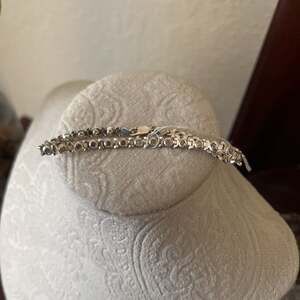 Vintage Silver Tone Triple Row Clear Rhinestone Tennis Bracelet silver 925